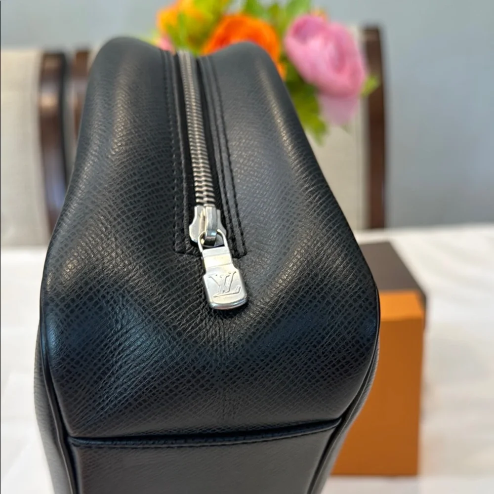Louis Vuitton Black Leather Cosmetic Pouch